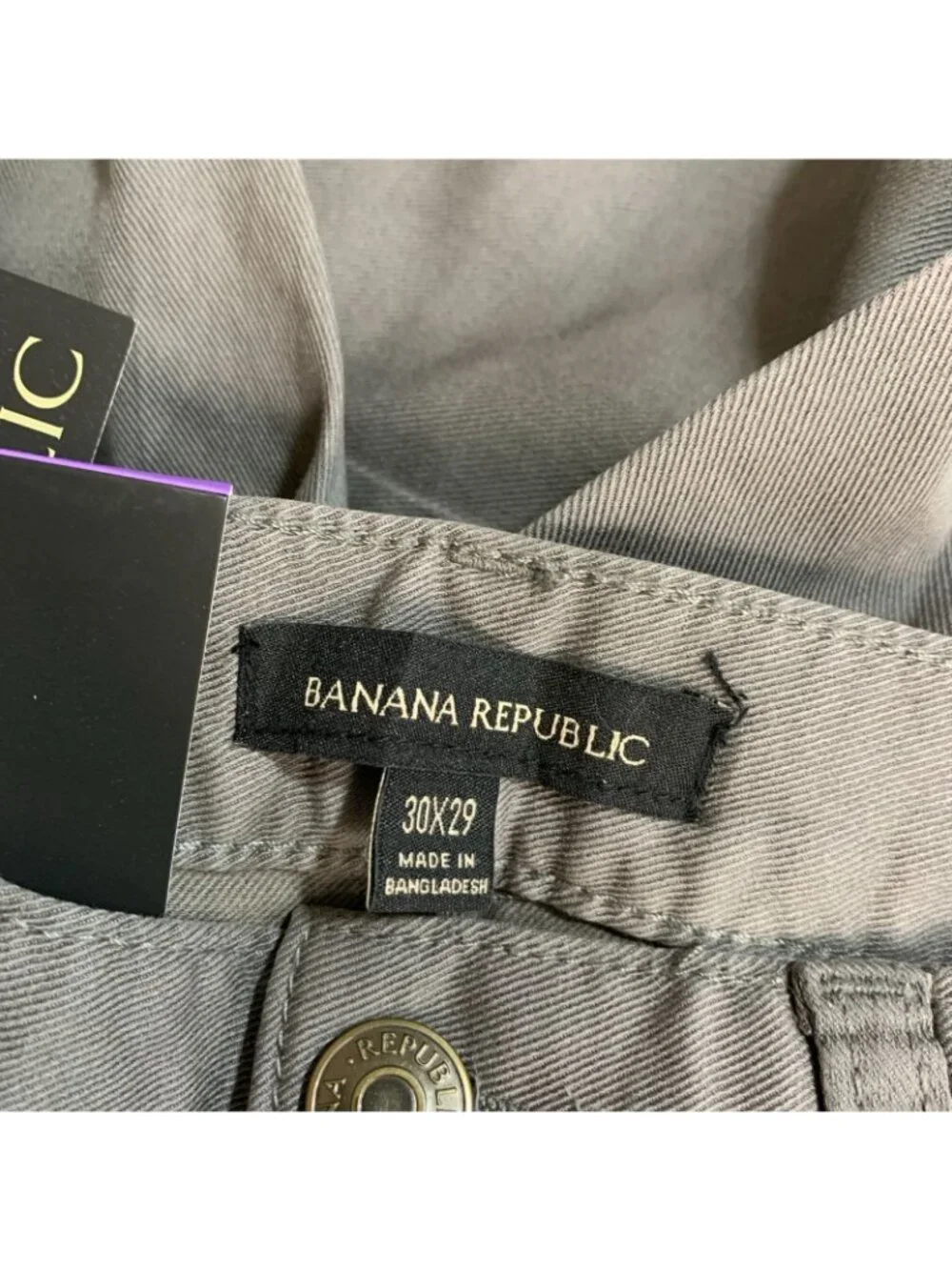 NWT Banana Republic Men's Size 30x29 Gray Slim Fit 5-Pocket Twill Chino Pants